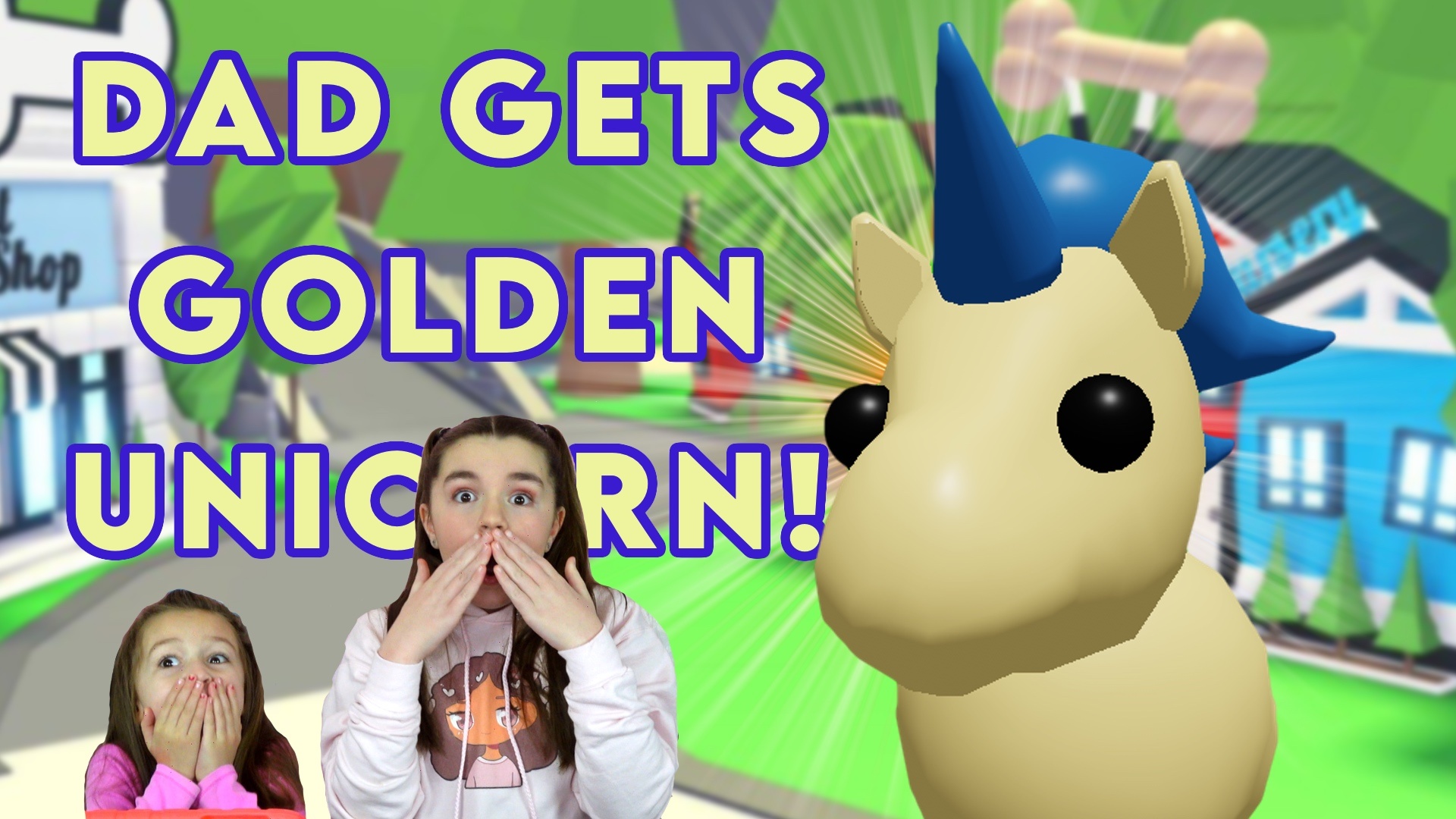 Dad Gets A Golden Unicorn In Roblox Adopt Me American Kids Vids - adopt me roblox unicorn